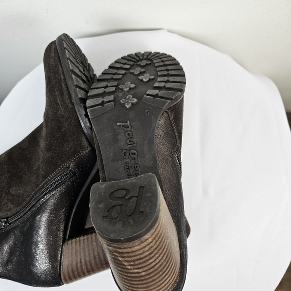 Paul Green Rocking Ankle Bootie Brown Block Chunky Size 5 US 7.5 - Picture 7 of 11